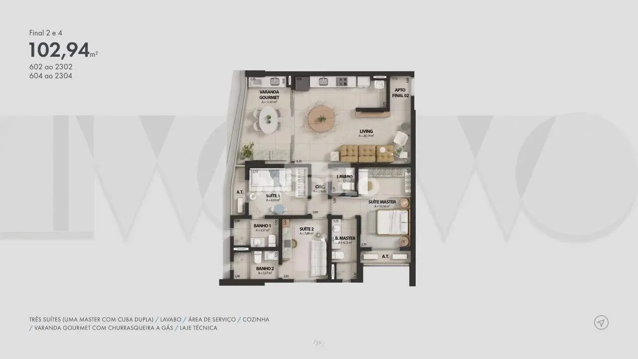 APARTAMENTO à venda, 3 quartos, 2 suítes, 2 vagas, JARDIM KARAIBA - Uberlândia/MG