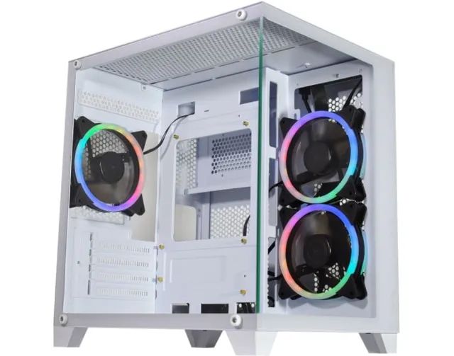 Gabinete Gamer K-Mex Aquario Micro CG-W830, Branco, Mid Tower, Lateral e Frente em Vidro
