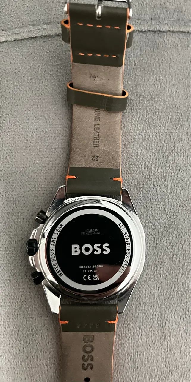 Relógio Hugo Boss 1514018 Masculino Couro Verde Original - Foto 2