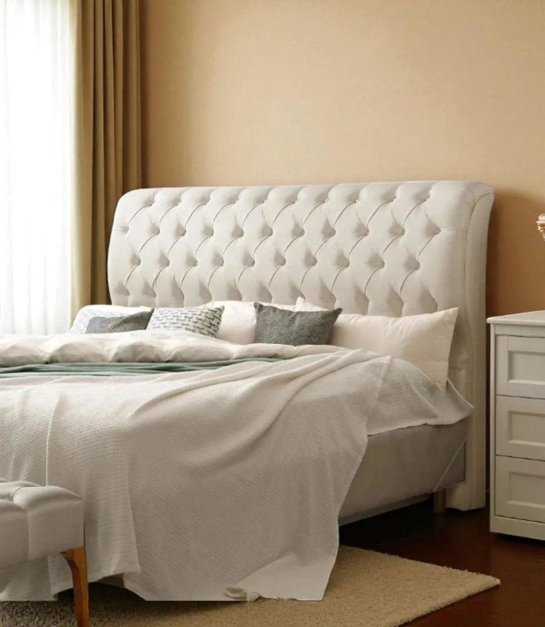 Cabeceira Carol Solteiro Bege