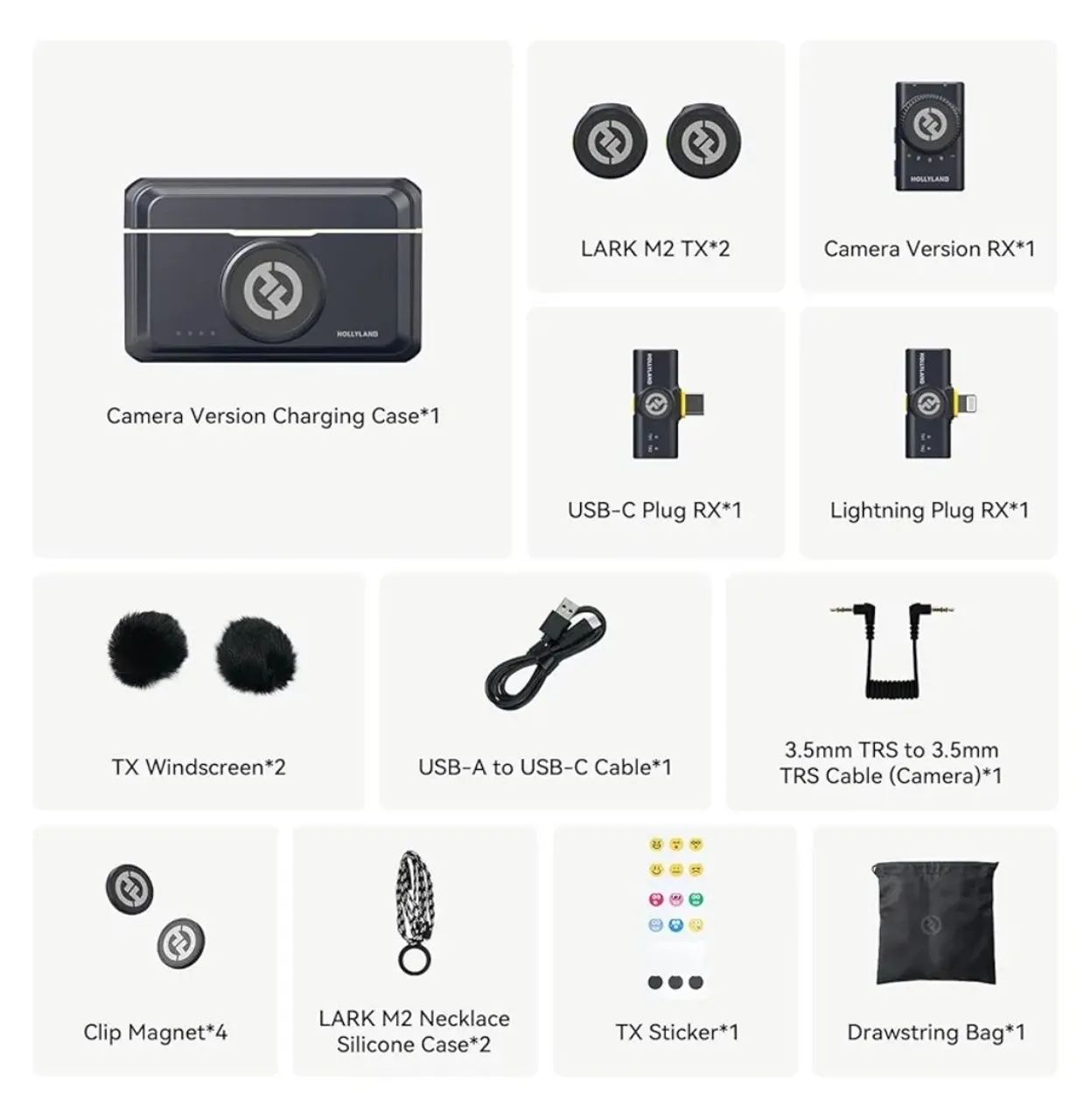 Microfine sem fio Hollyland Lark M2 para iPhone/Android USB-C