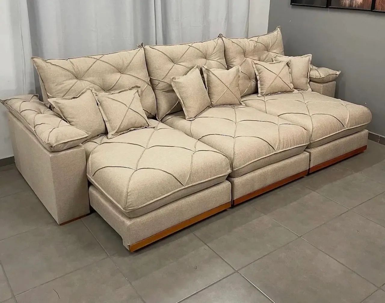 Sofá Retrátil Reclinável 320cm em Linho com Molas Ensacadas p665