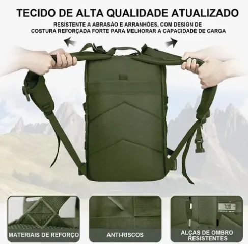 Mochila Militar Tática 30 Litros Impermeável Reforçada Premium Viagem Trabalho z1175 - Foto 3