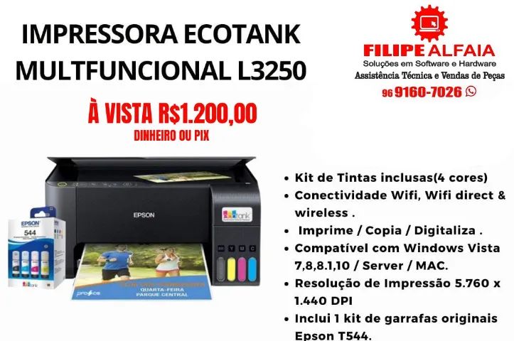 Impressoras Ecotank Epson L3250 Multi-funcional 