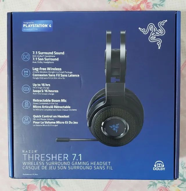 Razer Thresher Wireless 7.1 PS4 - PC, 50 mm Drivers, Surround Sound, Wireless - Model RZ04-02230