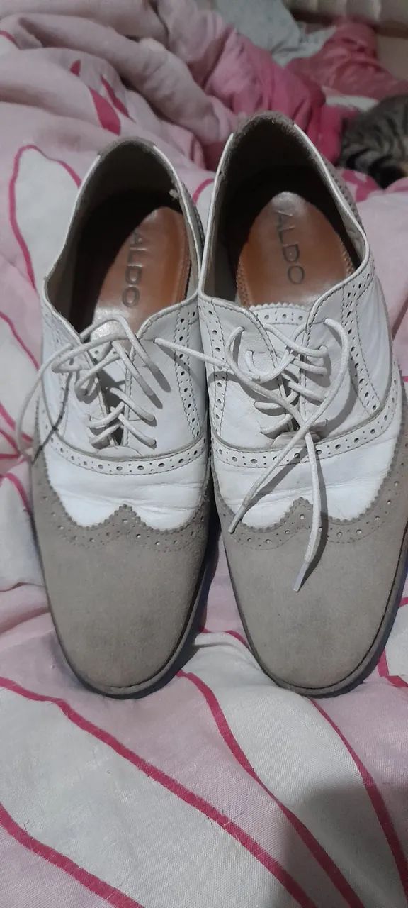 Sapatos Aldo Oxford Branco e Cinza - Foto 4