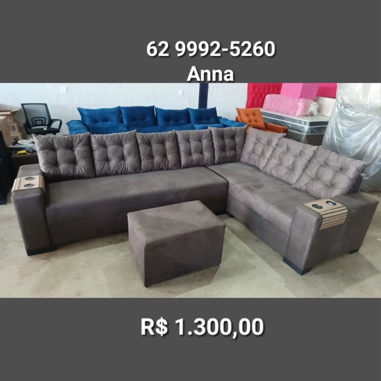 Sofá com entrega ? Puff grátis 