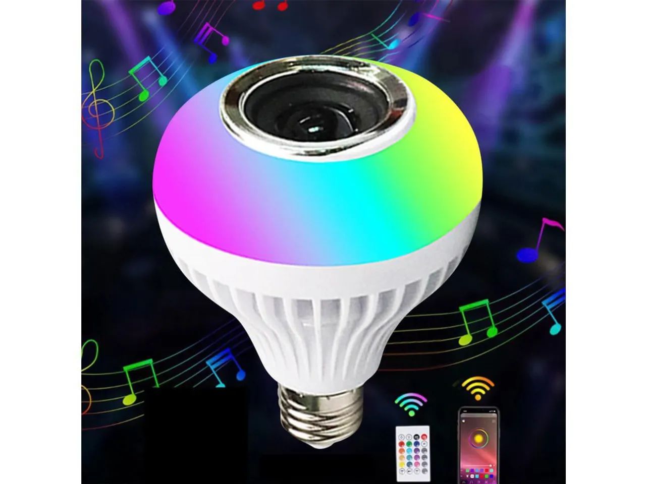 Lâmpada Som Bluetooth, Com Leds.