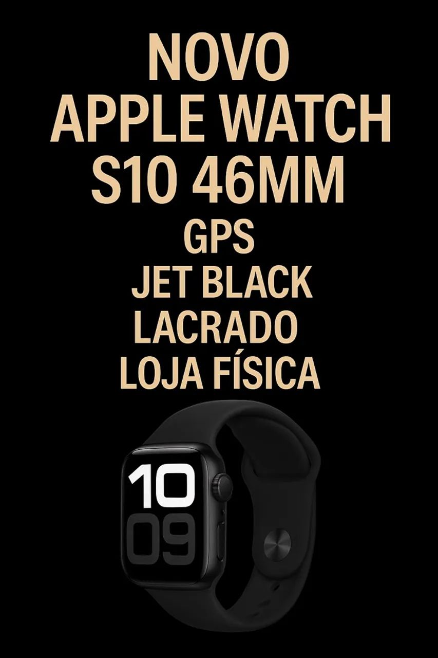 Apple Watch S10 46mm GPS Jet Black Lacrado- LOJA FÍSICA LOURDES -Bh