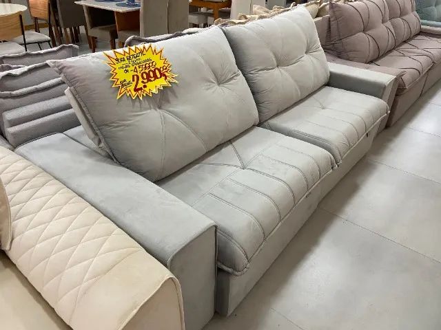 Sofá Retrátil Reclinável 2,50m c/ Molas Ensacadas e Veludo - Conforto Total - Foto 2