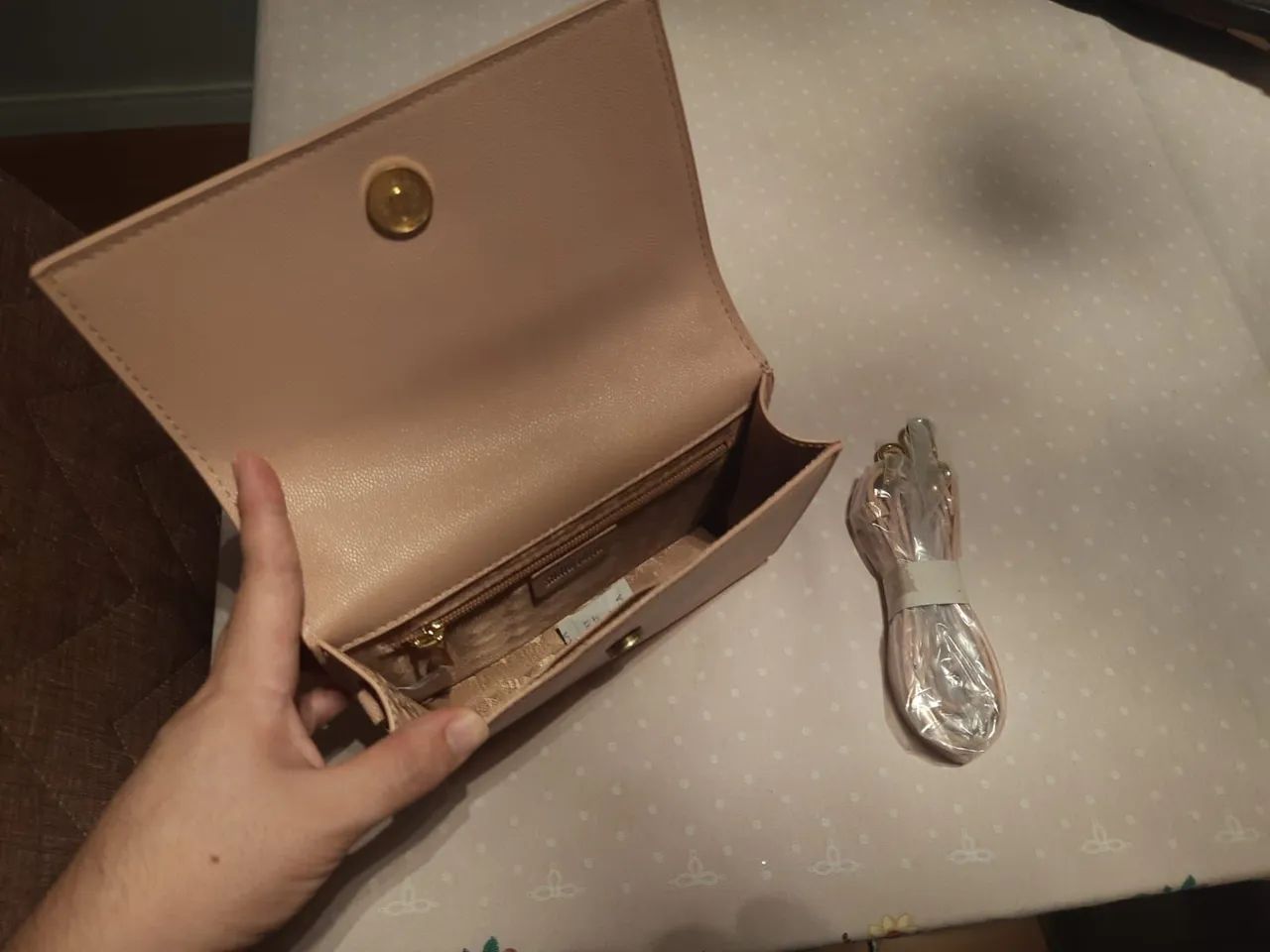 Bolsa Feminina Rosa com Alça de Corrente - Foto 2