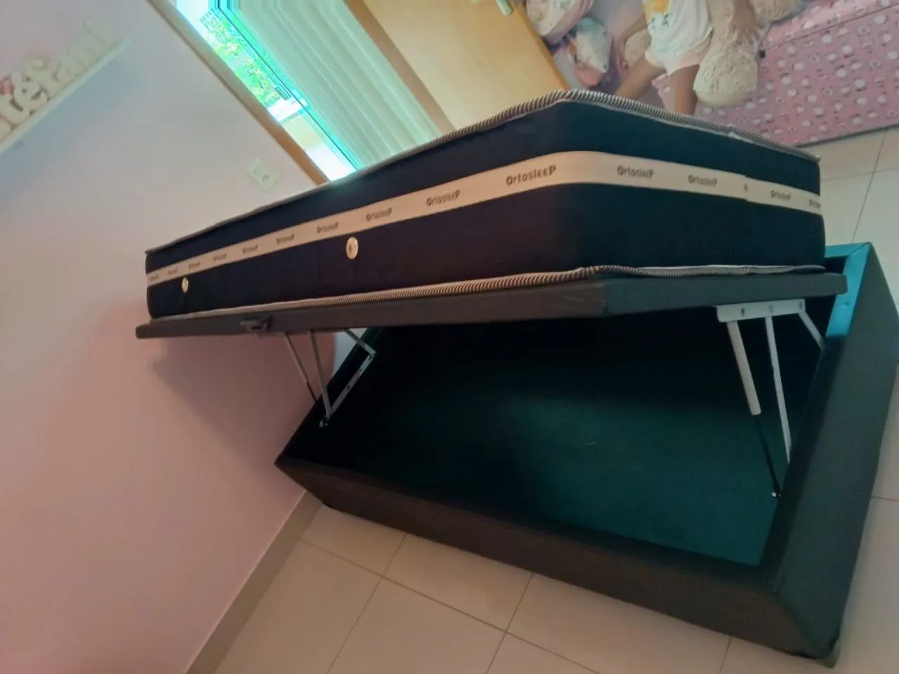 Cama baú solteiro com colchão molas ensacadas