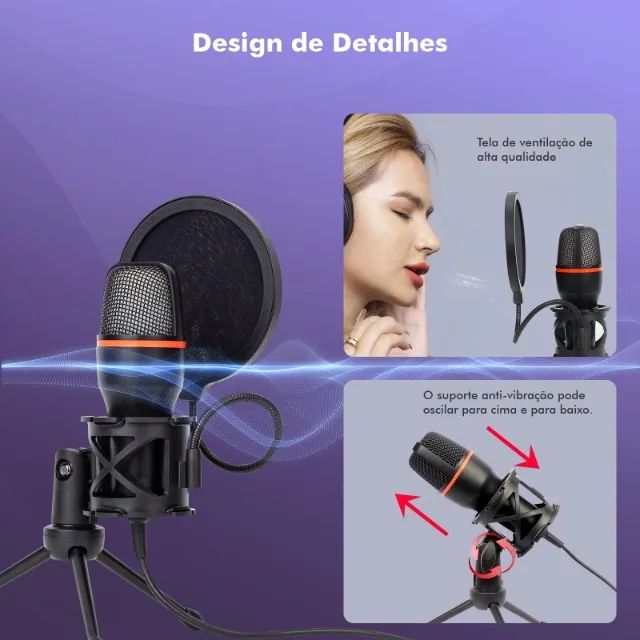 Caibeu RGB USB Condenser Microphone - For Gaming, Live Streaming and Recording - NEW64208792164099123