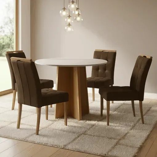 Mesa Redonda Celebrare 100 com 4 Cadeiras Sophia - Receba Hoje  - Foto 3