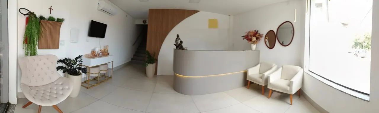 Balcão para recepção com led e painel