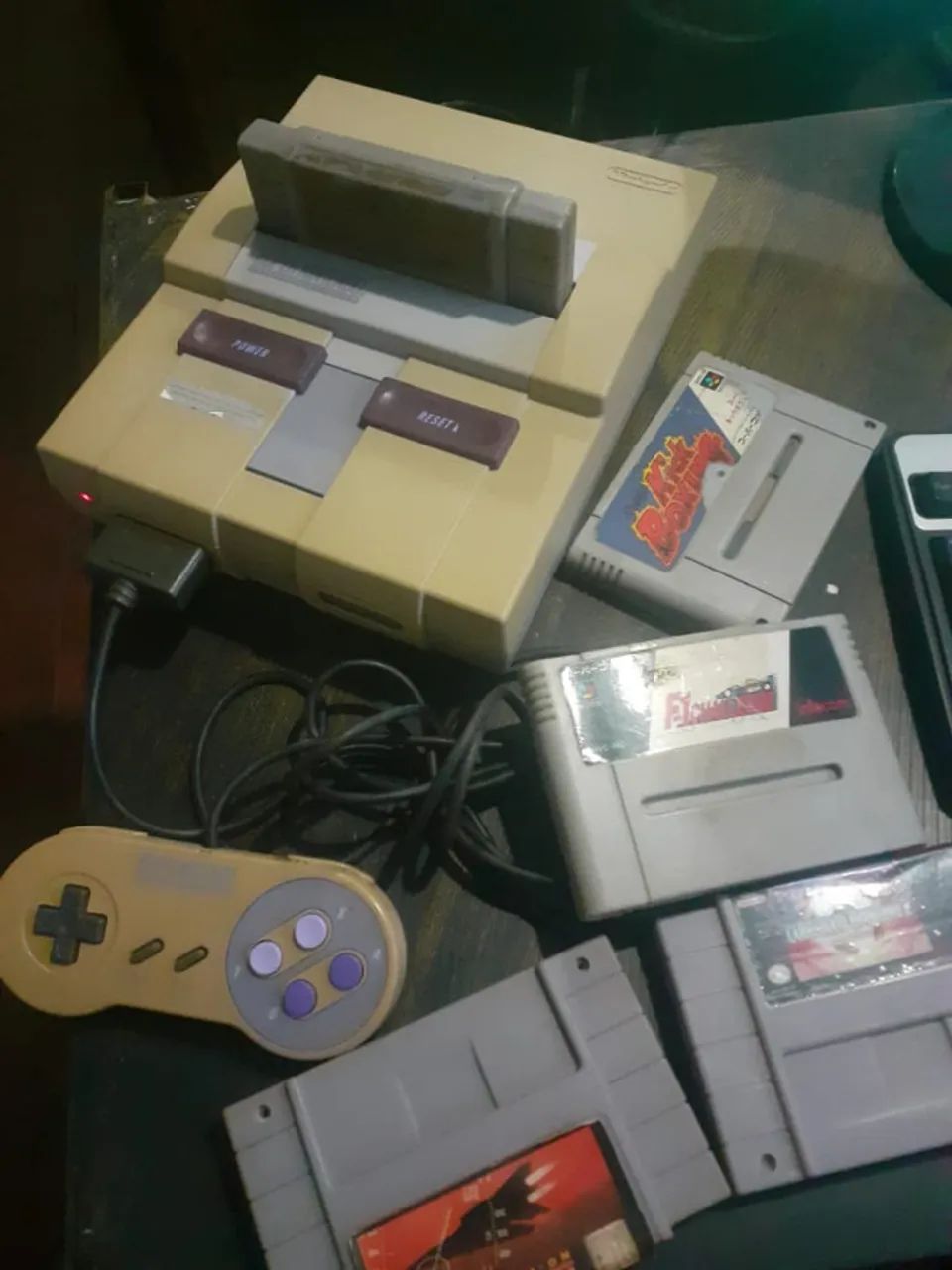 super nintendo com 5 jogos