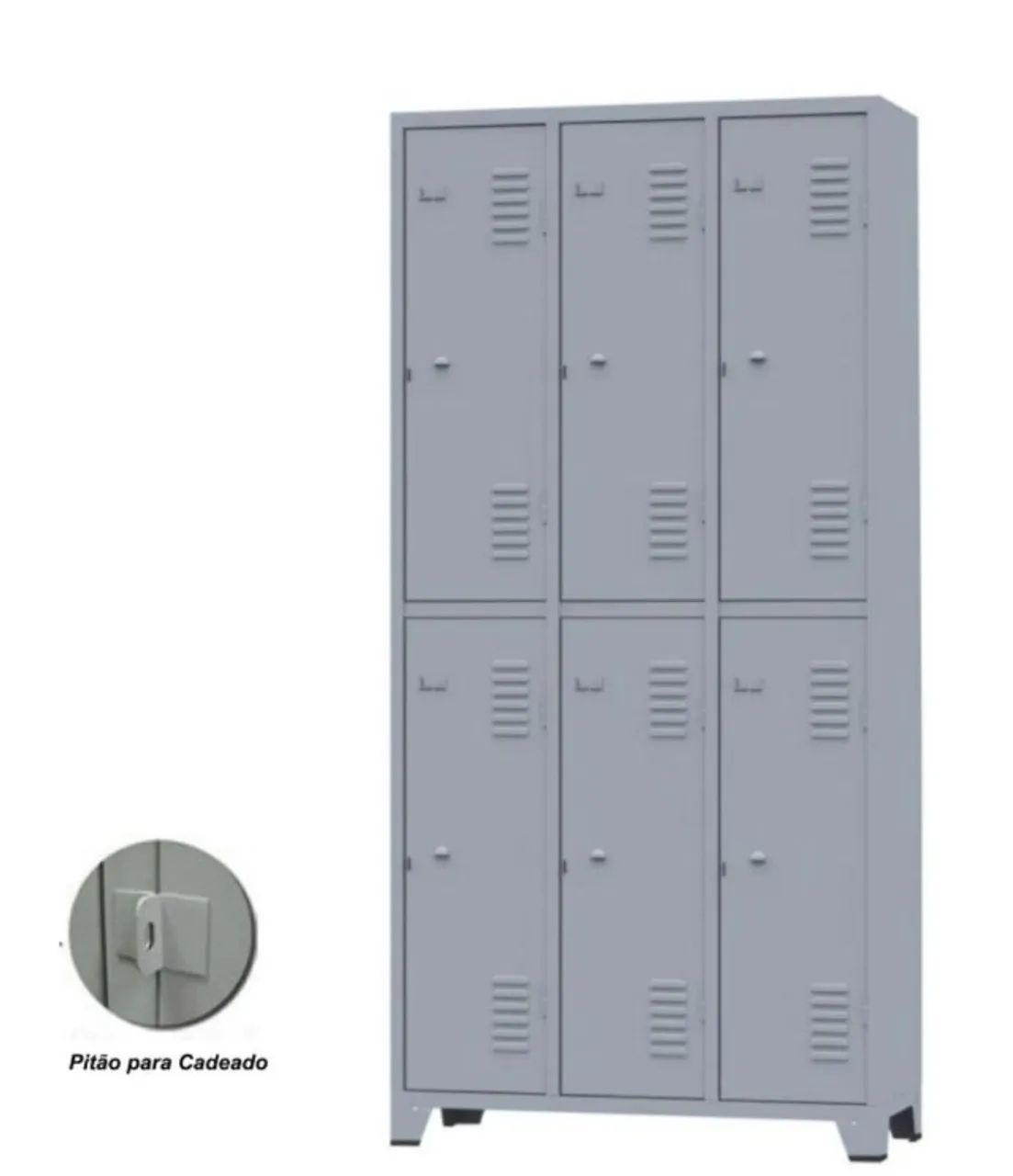 Roupeiro de Aço 6 Portas Grandes 1,96x0,93x0,36m FAZEMOS ENTREGAS EM ATE 24 HORAS 