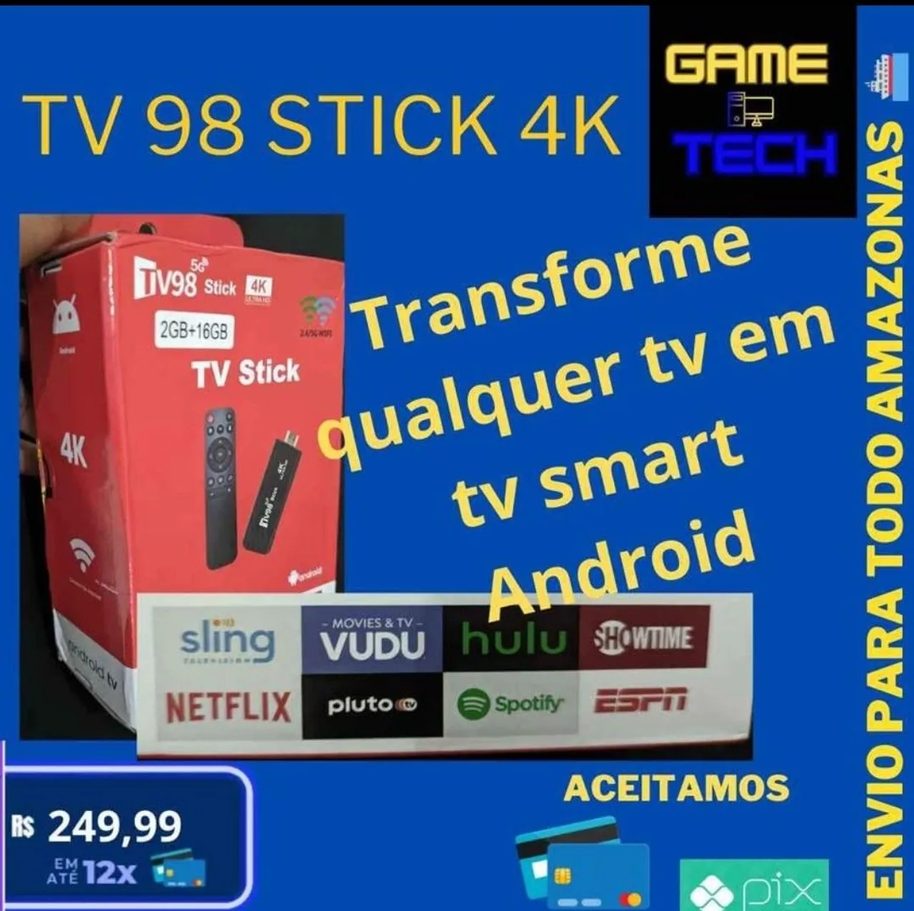 TV Stick 4K Android - Transforme sua TV em Smart