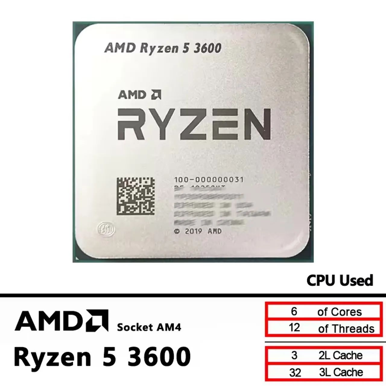 Processador Ryzen 5 3600 (usado)