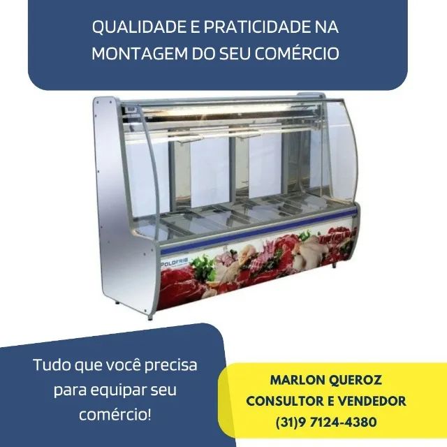 Balcão de Açougue Polo Frio Com Tendal 2 Metros
