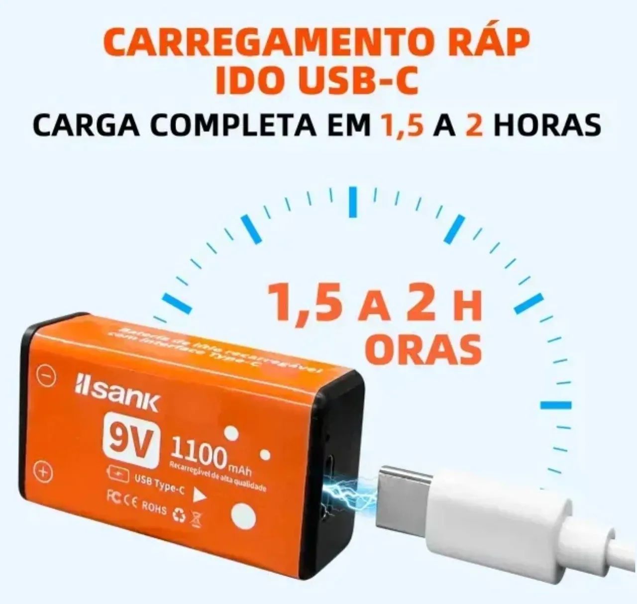 Bateria 9v recarregável  - Foto 3