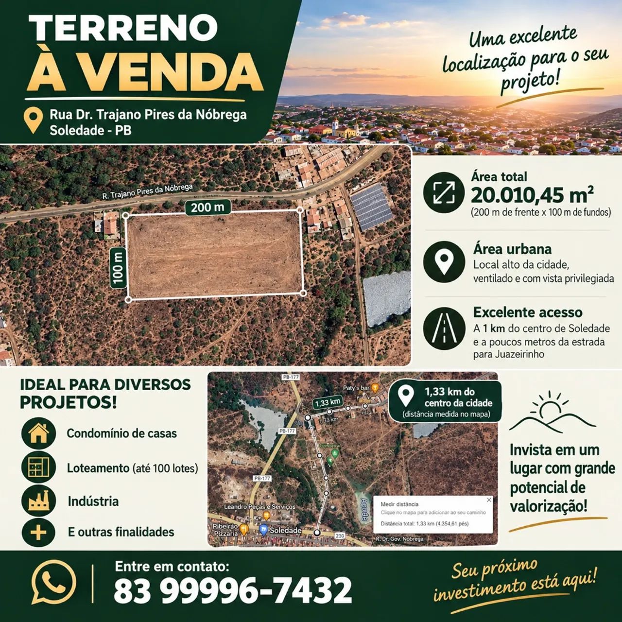 Terreno em área privilegiada em Soledade - PB