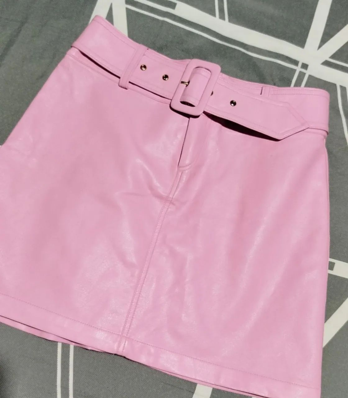 Saia rosa com cinto Petit Rose - G - Foto 2