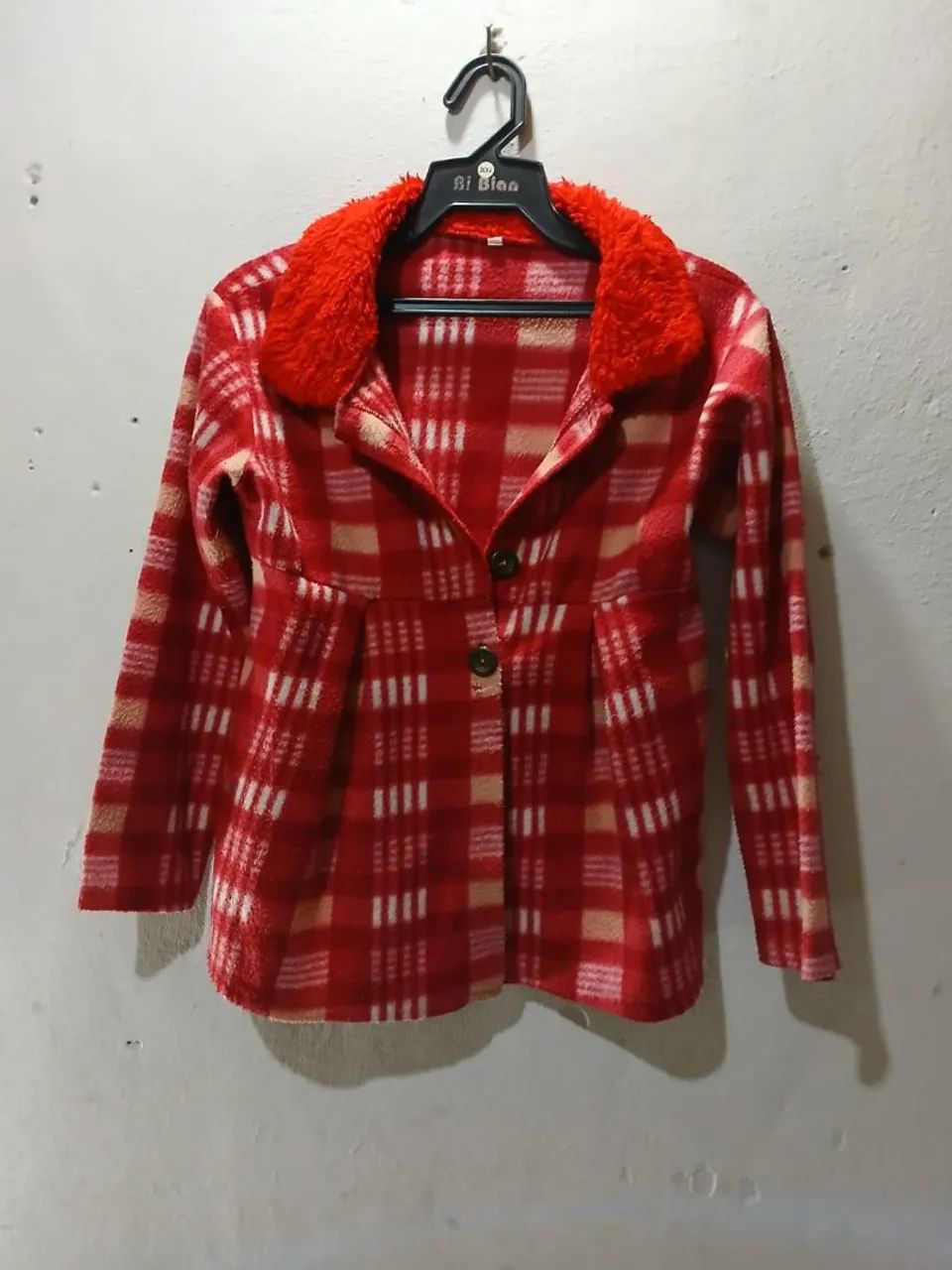 Casaco lã xadrez de frio infantil  - Foto 4