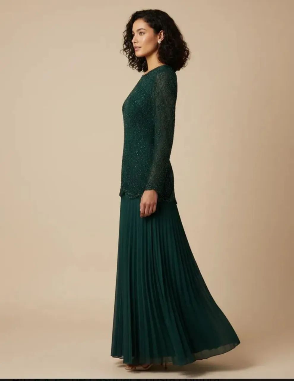 Vestido Verde Petróleo Bordado  - Foto 3