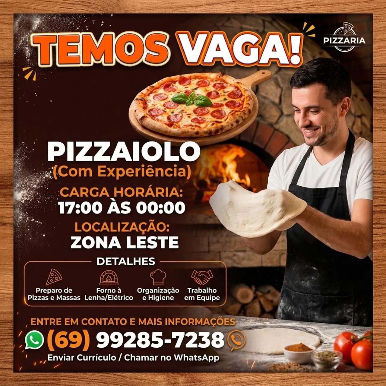 Vaga para Pizzaiolo 
