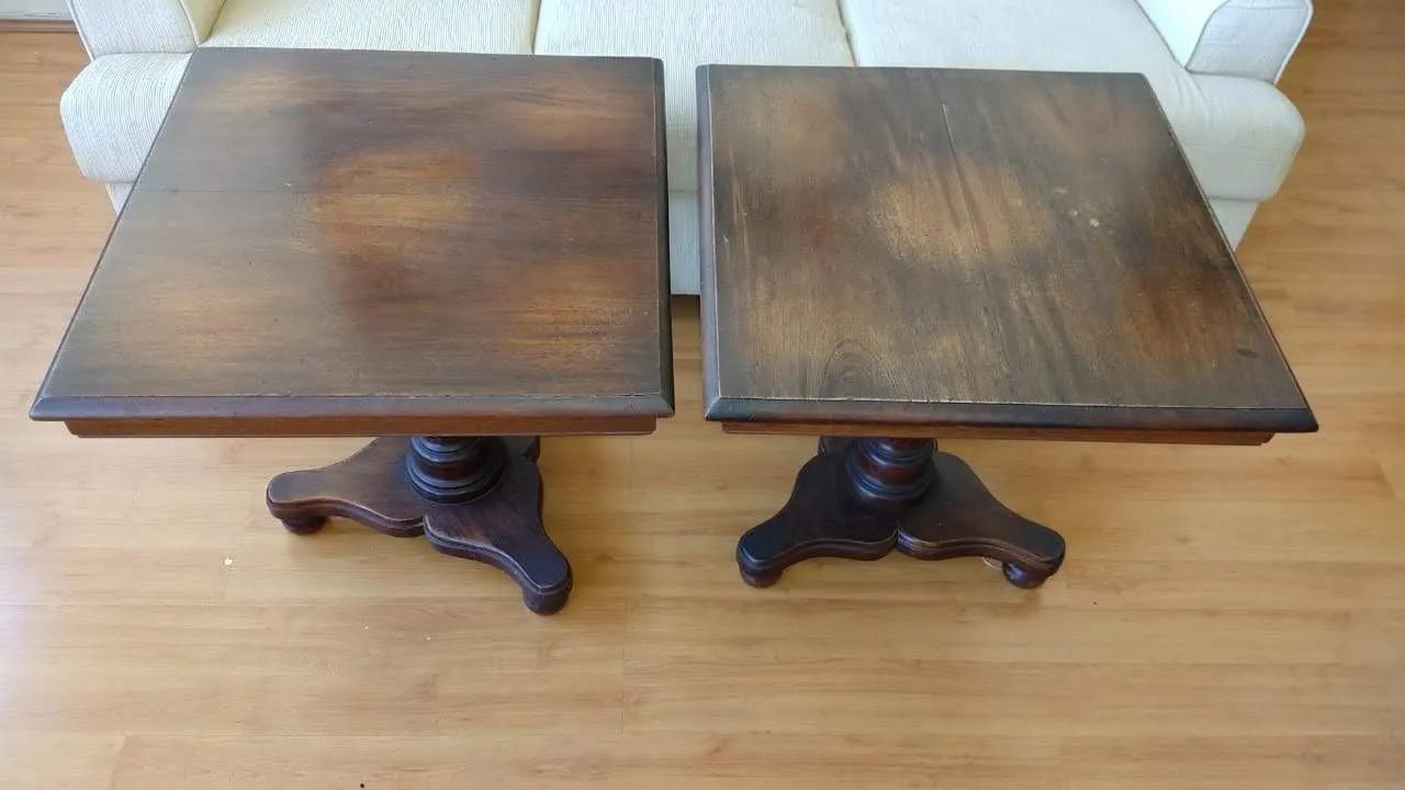 2 pares de mesa de canto madeira nobre maciça 