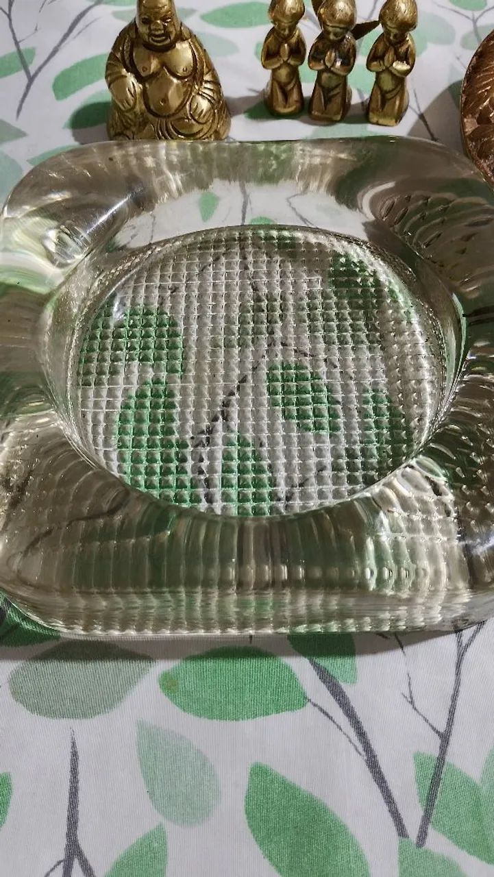 Cinzeiro bloco de vidro vintage 