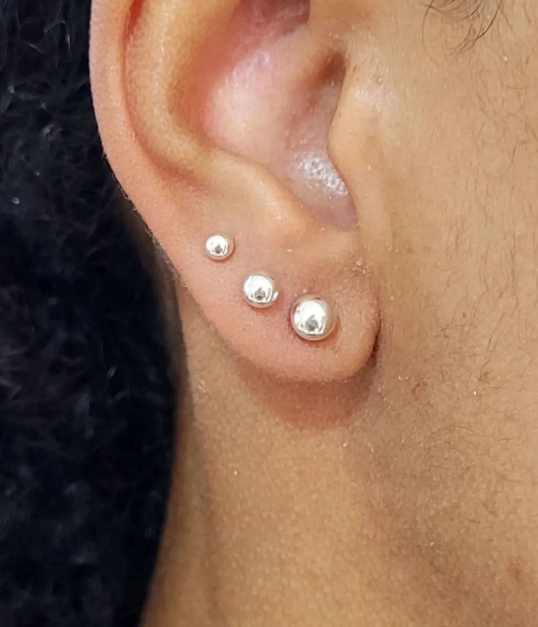 Brincos bolinhas Prata 925. Trio