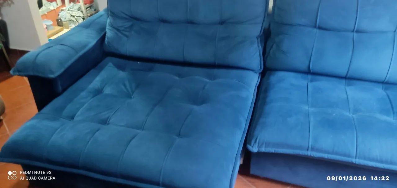 Sofá cama modular veludo azul  - Foto 3