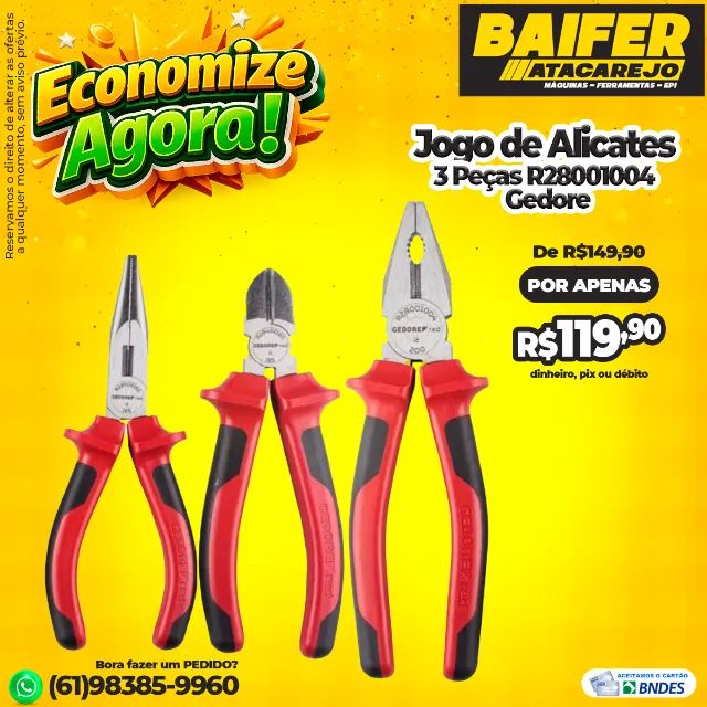 Jogo de Alicates 3 Peças R28001004 Gedore