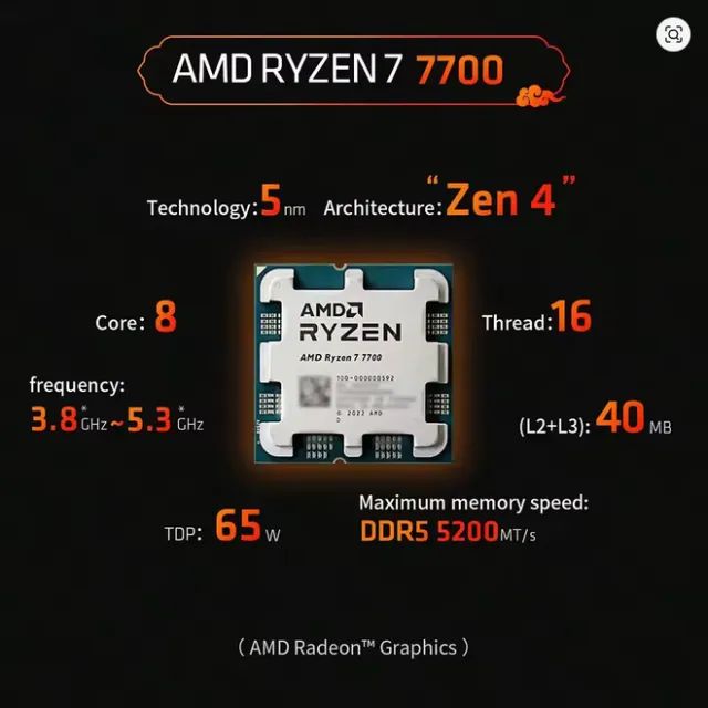 Processador AMD Ryzen 7 7700 - (NOVO) - Foto 3