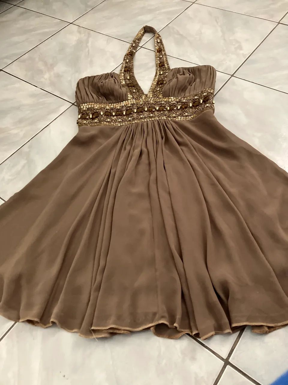 Vestido marrom de festa - Foto 3