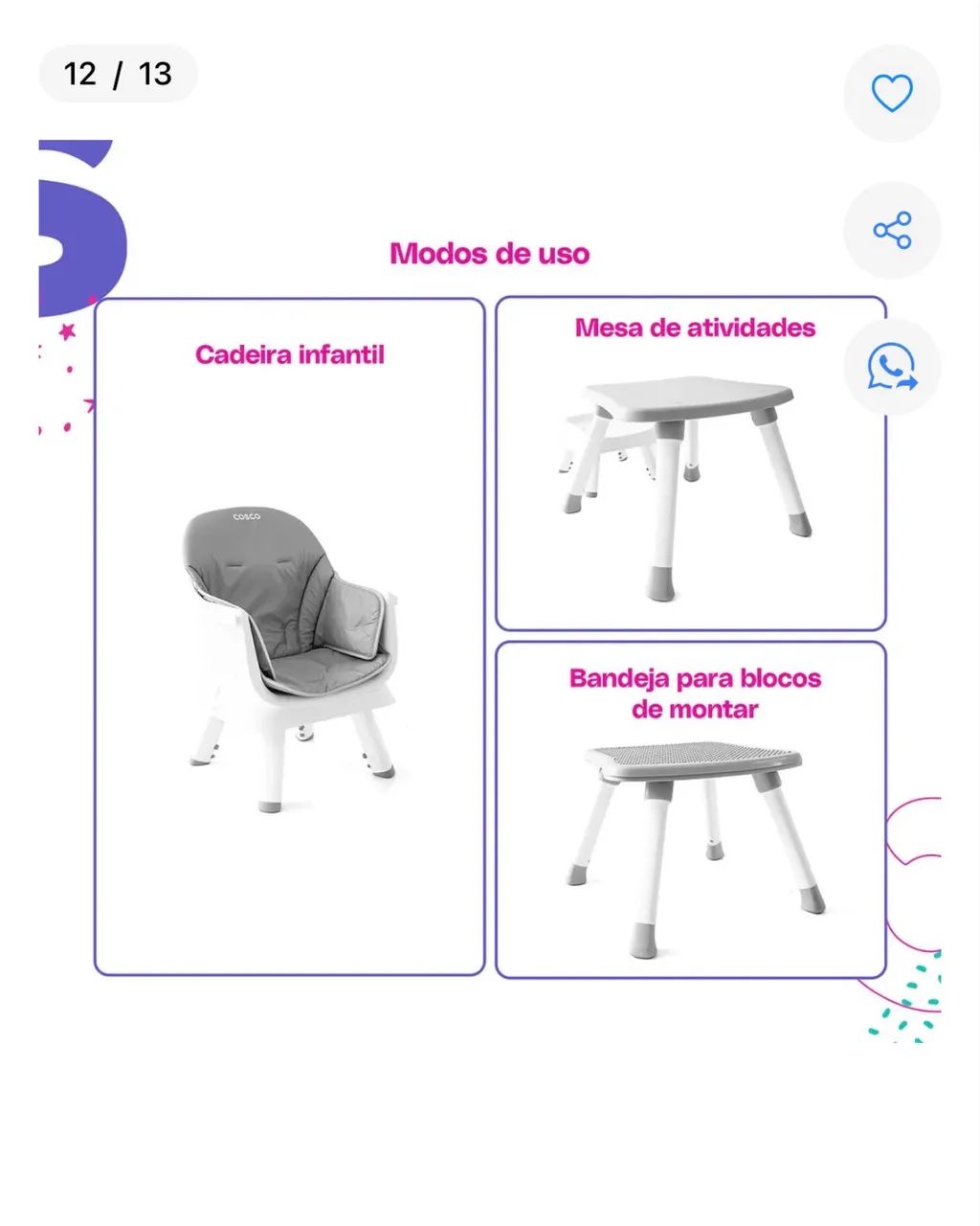 Cadeira de refeição cosco, 8 em 1  - Foto 5