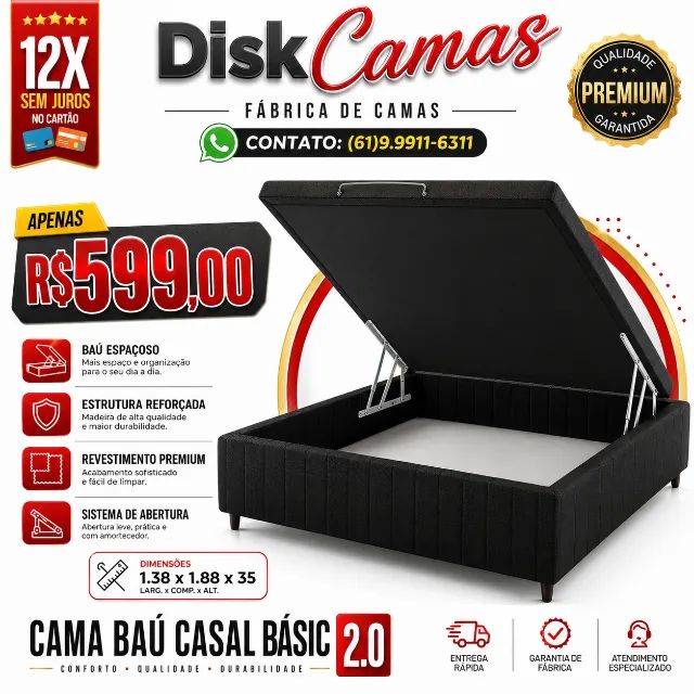 CAMA BAÚ CASAL BASIC 2.0 - OFERTA IMPERDÍVEL!