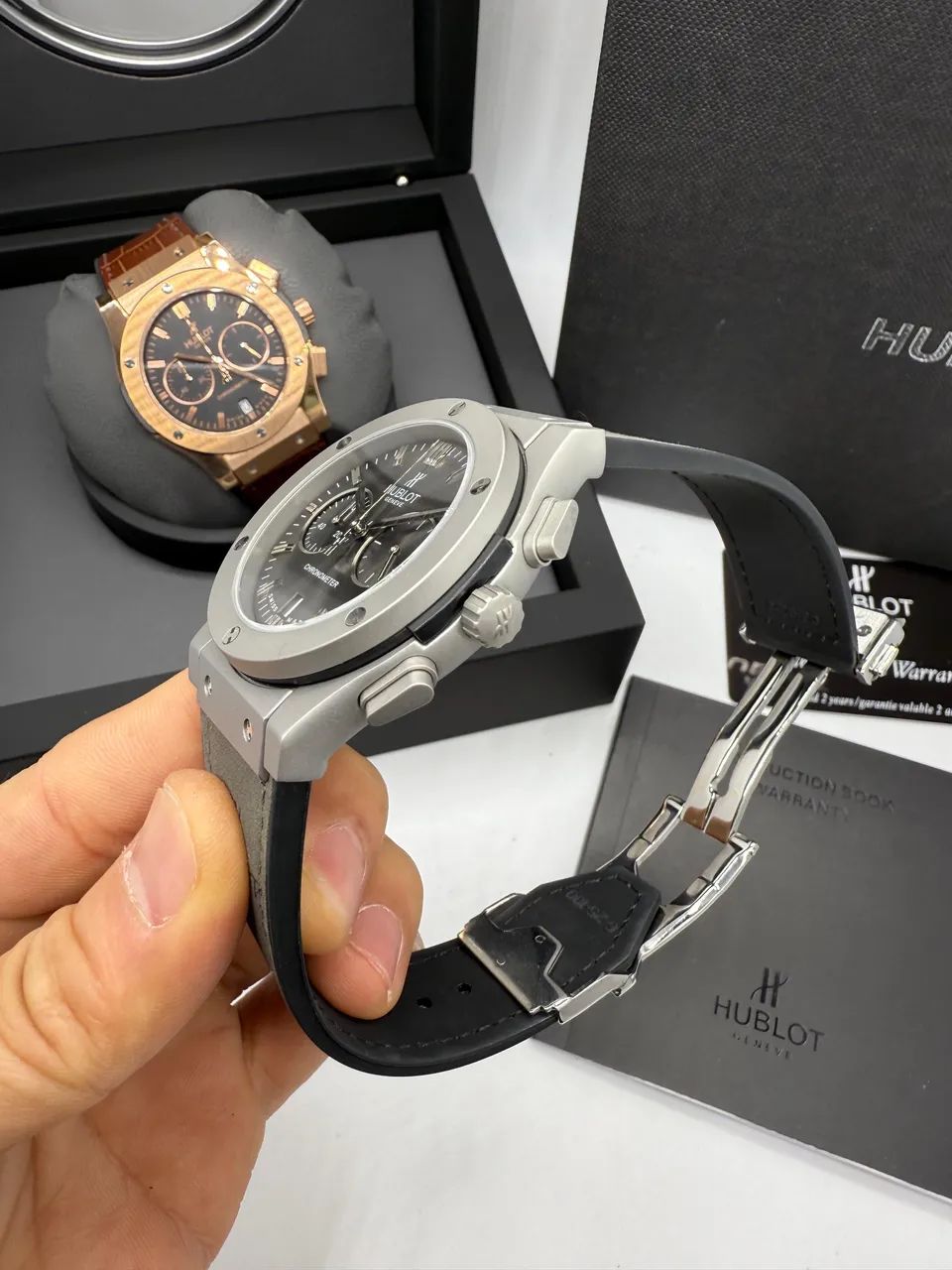 Relógio Hublot 42mm Pulseira de couro  - Foto 4