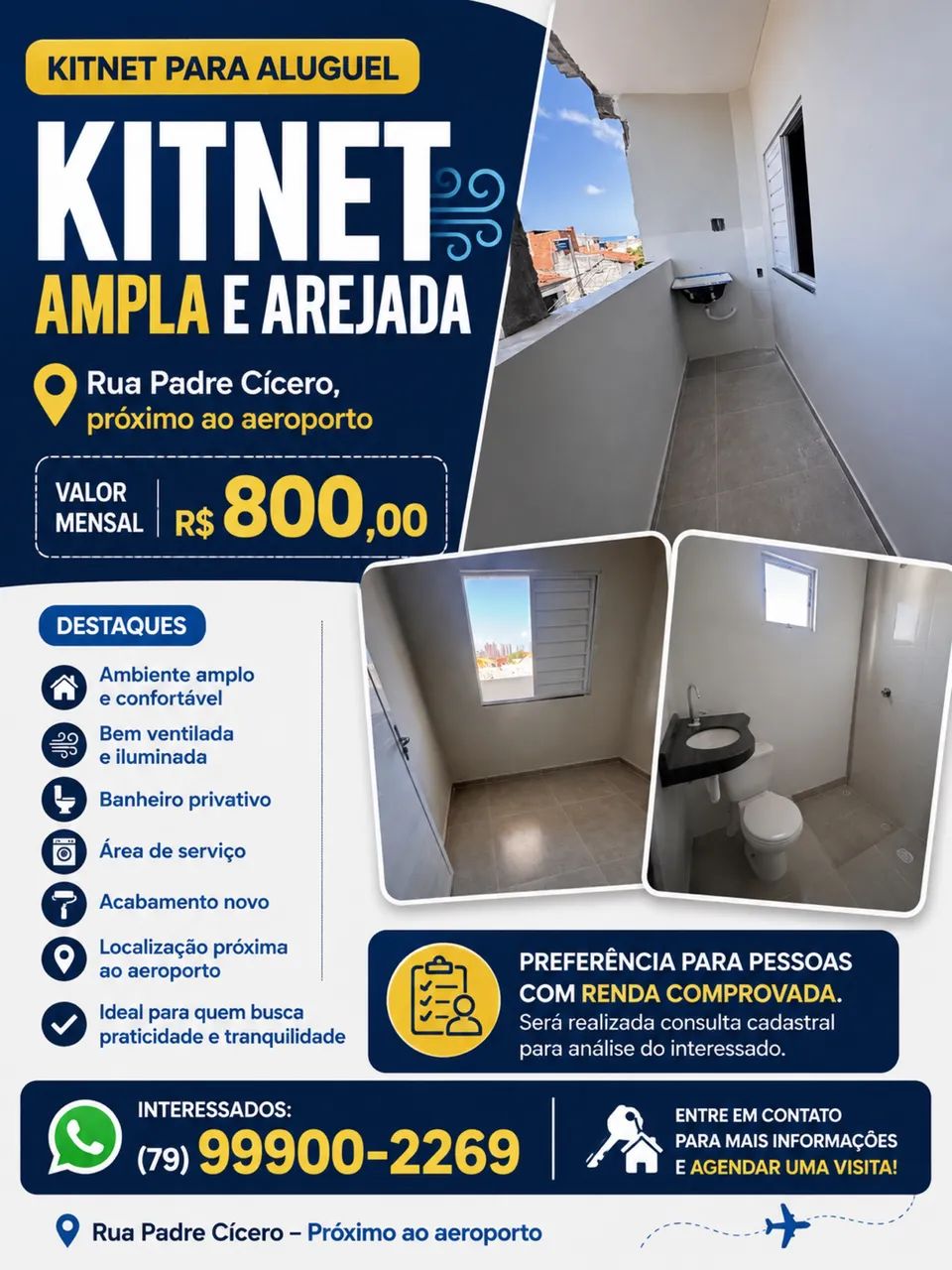 Kitnet disponível dia 15/09