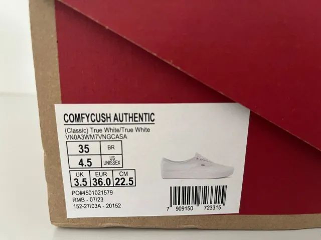 Tênis Vans ComfyCush Authentic Branco NOVO Tam 35 - Foto 4