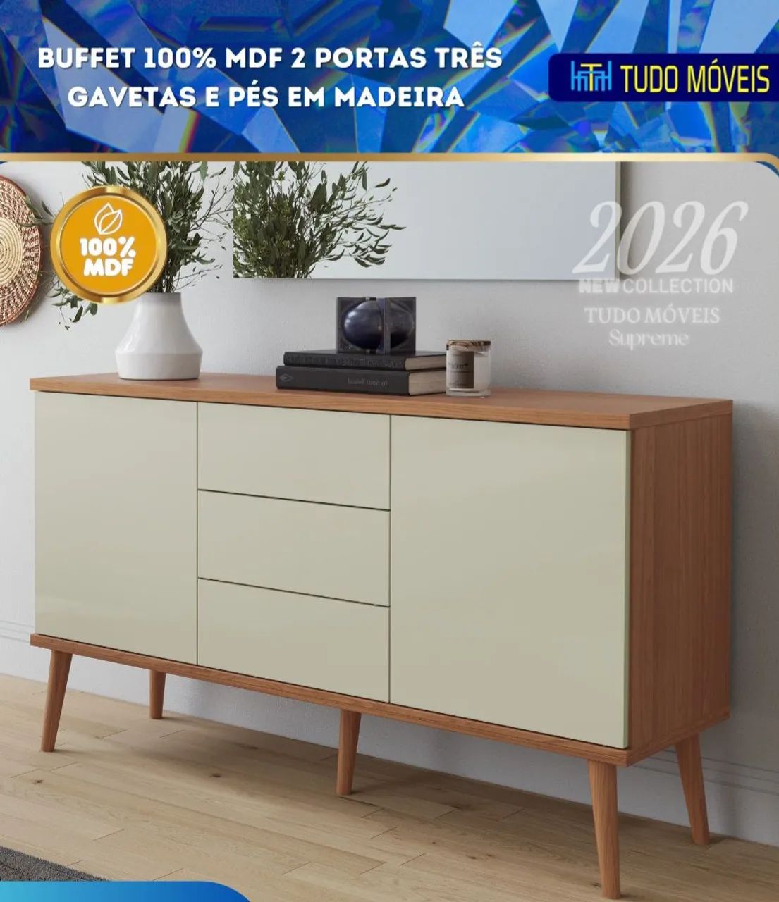 BUFFET COM 2 PORTAS E 3 GAVETAS 