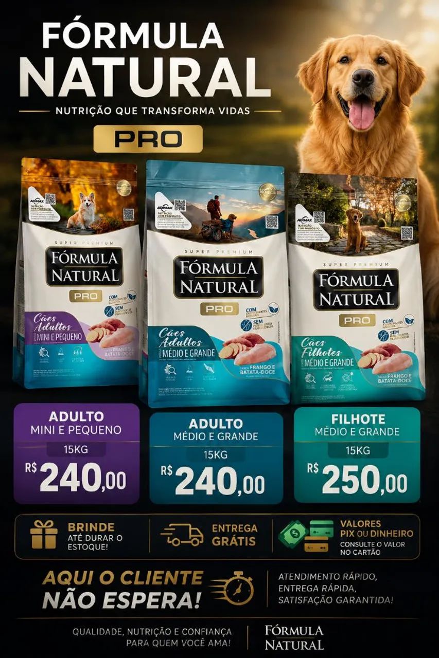 Ração fórmula natural com brinde 