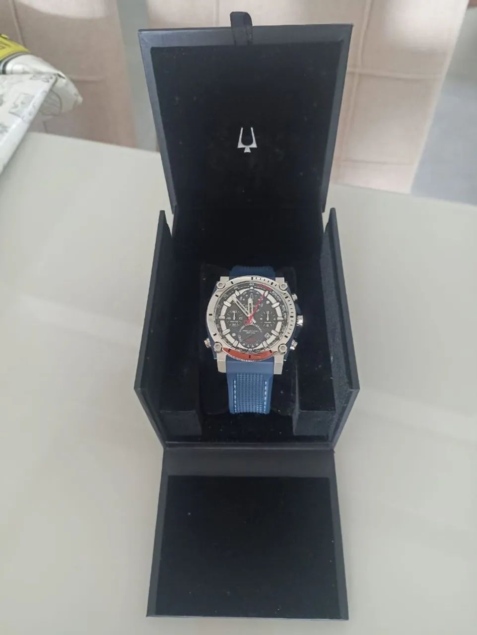 Relógio Bulova Masculino Precisionist 98B315 Azul, com Pulseira de Silicone e Cronógrafo - Foto 4