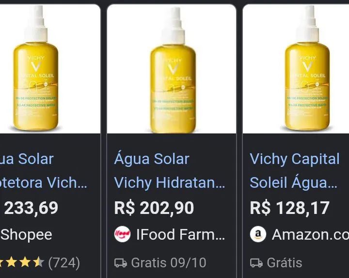 Água de proteção solar