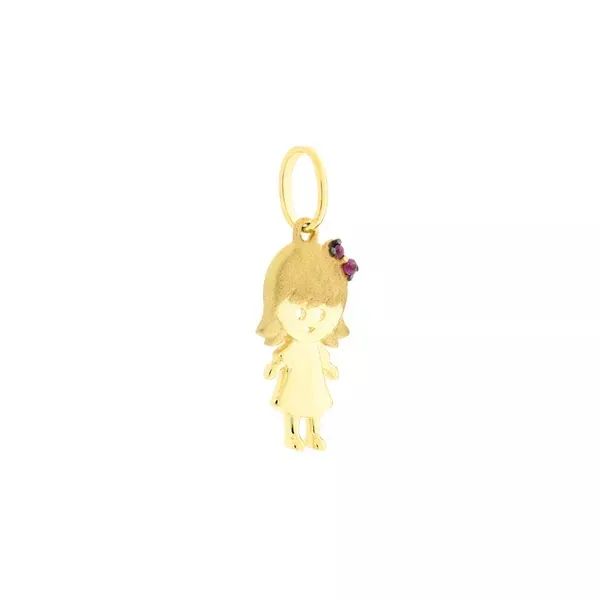 Pingente de ouro menina com pedra de rubis  - Foto 3