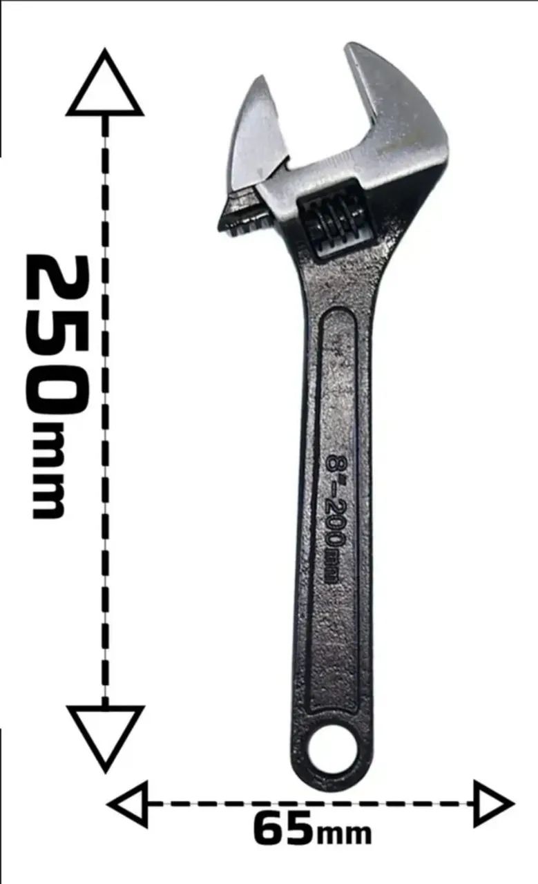 Chave Inglesa Ajustável 8 Polegadas Aço Universal 200mm Cor Preto - Foto 5