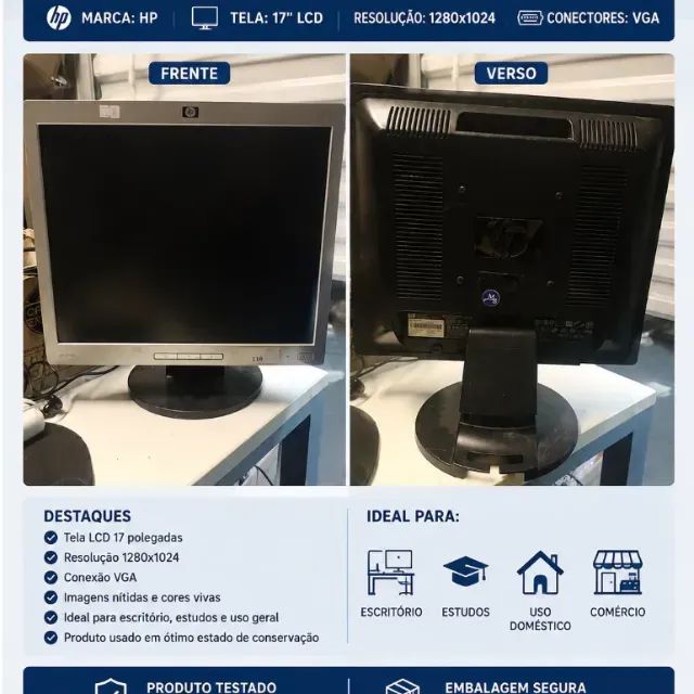 MONITOR HP 17 POL USADO - Aldeota - Foto 2