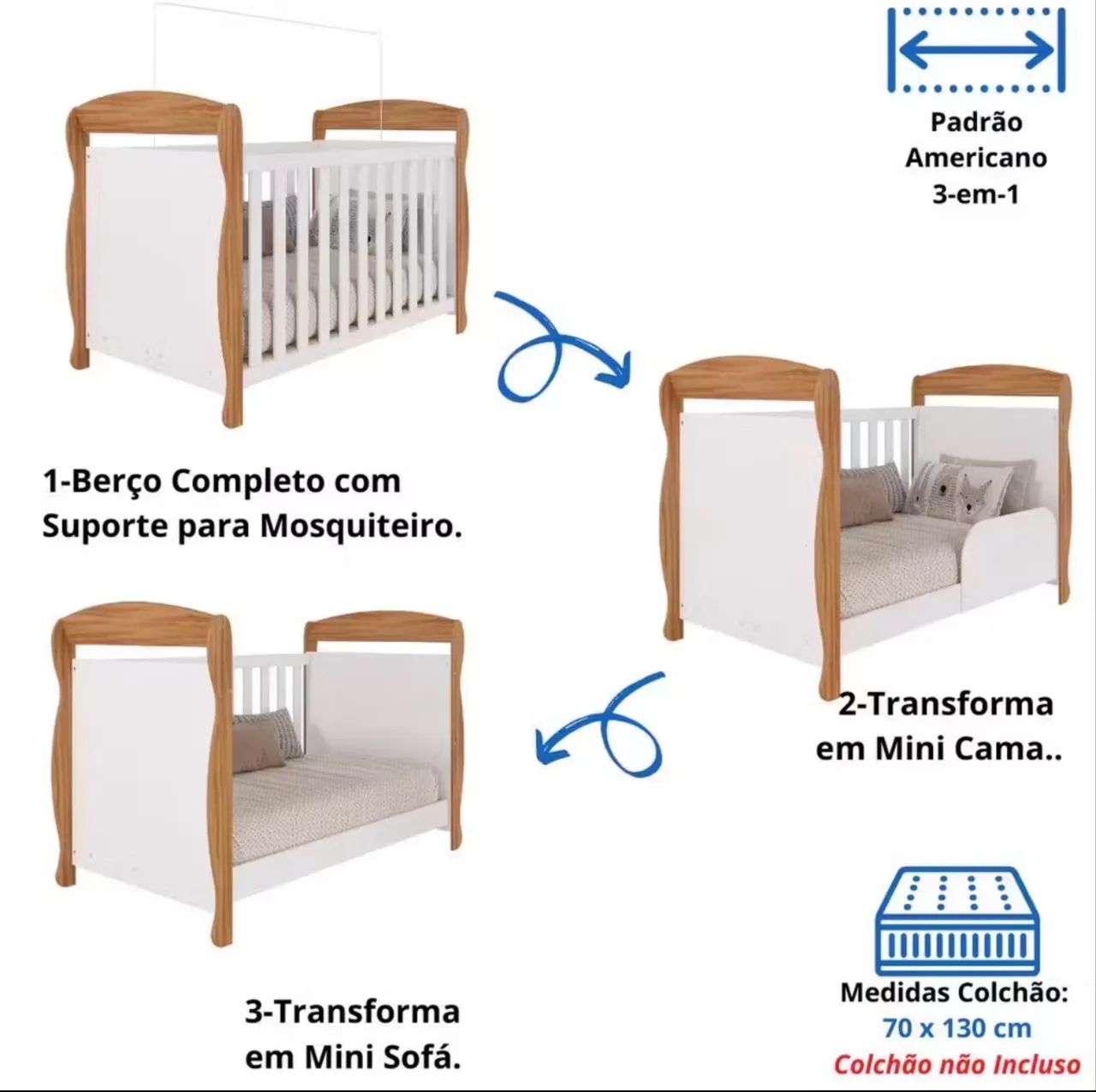Berço de bebê 3 em 1  - Foto 3